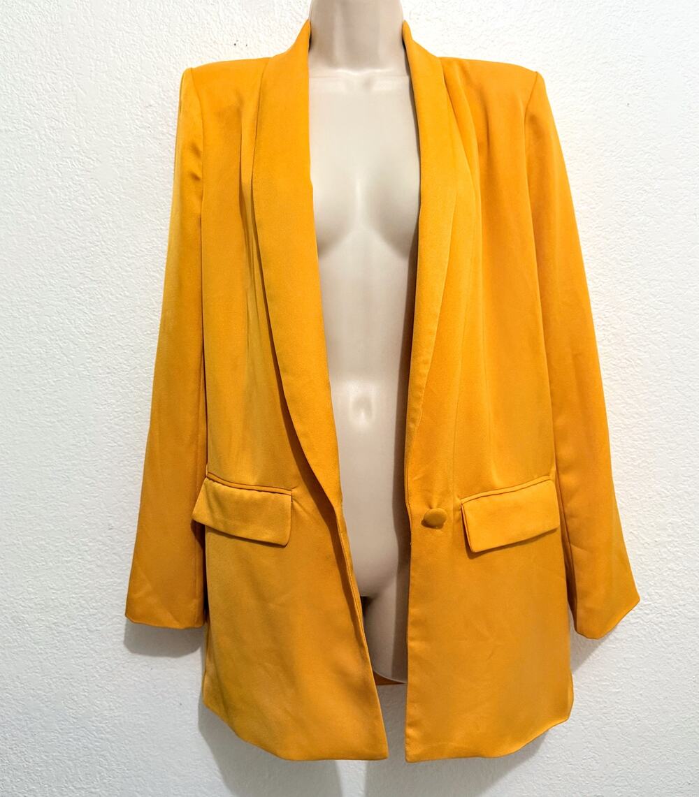 L'Academie Fleur Blazer (Sz S) Mustard Yellow, 90s Oversize Silhouette